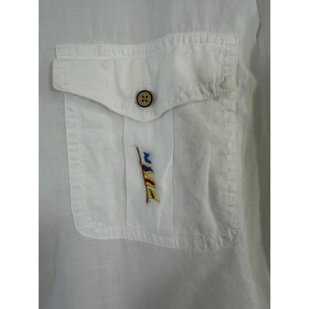 Vintage Pussers West Indies Mens Shirt Size L White Lightweight Nautical Coastal